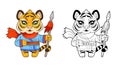 Little cute tiger, funny illustration design