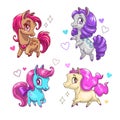 Little cute vector pony set. Royalty Free Stock Photo