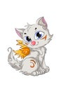 A little cute white cat and him gold wings Royalty Free Stock Photo