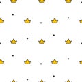 Little cute crowns seamless vector pattern.