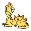 Little cute yellow dinosaur lies character illustration cartoon Royalty Free Stock Photo