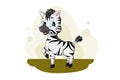 A little cute zebra with smile design animal cartoon