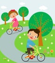 Little cyclists riding their bikes