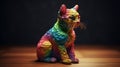 Little 3d cubes showing all rainbow color palette covering whole body shape of the cat. Generative AI