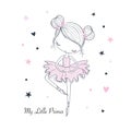 Little dancing Ballerina. Childish vector graphic doodle illustration Royalty Free Stock Photo