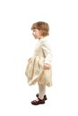 Little Dancing Girl. Studio Shoot Over White Background. Royalty Free Stock Photo