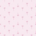 Little dandelion silhouettes seamless pattern in hand drawn style. Pink pastel palette. Decorative meadow print