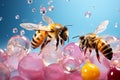 little darlings cuties a bees, honey, a laborer, a hard worker, yellow and black striped animals cheerful joyful happy