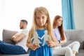 Little daughter girl doesn`t want parents to be divorced