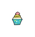 Little delicious cupcake. cute muffin. vector illustration