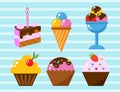 Little delicious cupcakes sweet dessert celebration birthday party food cream sprinkles frosting snack vector