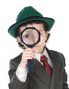 Little detective with magnifying glass Royalty Free Stock Photo
