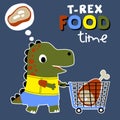 Shopping with cute dino cartoon