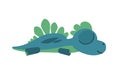 little dinosaur cub is sleeping. The isolated object on a white background. Cheerful kind animal baby dino. Cartoons