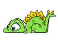 Little dinosaur green lies rest character illustration cartoon