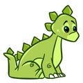 Little dinosaur sitting herbivore cartoon illustration