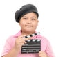 Little Director holding slate film for making video cinema