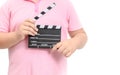 Little Director holding slate film for making video cinema