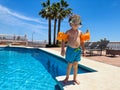 Little diver boy in swimming mask ready to jump Royalty Free Stock Photo