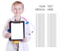 Little doctor portrait with clip board Royalty Free Stock Photo