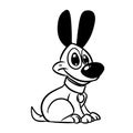 Little dog character smile coloring page cartoon illustration