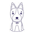 Little dog with collar bone sitting cartoon pets Royalty Free Stock Photo