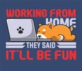 little dog working home print vector art