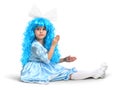 Little doll girl with blue hair