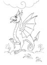Little dragon bird coloring page Royalty Free Stock Photo