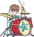 Little boy beats the drums Royalty Free Stock Photo