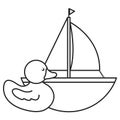 Little ducky and sailboat toy entertainment Royalty Free Stock Photo