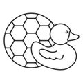 Little ducky with soccer ball toy entertainment Royalty Free Stock Photo