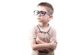 Little educated boy in glasses Royalty Free Stock Photo