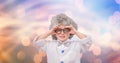 Little Einstein wearing eyeglasses over bokeh Royalty Free Stock Photo