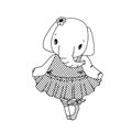 little elephant ballerina, vector clipart with cartoon character Royalty Free Stock Photo