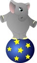 Little elephant on a blue circus ball Royalty Free Stock Photo