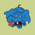 Little elephant crying with a pacifier. Vintage toons: funny character, vector illustration trendy classic retro cartoon