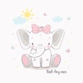 Little elephant girl. Vector illustration for kids Royalty Free Stock Photo
