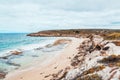 Little Emu Beach viewed on a cloudy day, Innes National Park