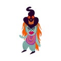 Little evil funny dancing witch for Halloween. Cartoon illustration for Halloween,