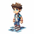 Aiden: 3d 8-bit Pixel Cartoon Kidcore Character On Tiles