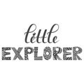 little explorer, text, vector hand-drawn lettering decorated with patterns, lines. Lettering and Design