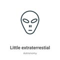 Little extraterrestial outline vector icon. Thin line black little extraterrestial icon, flat vector simple element illustration Royalty Free Stock Photo