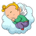 The little fairy baby boy is sleeping so tight on the cloud Royalty Free Stock Photo