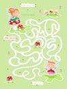 Little fairy friends and spring maze - Educational game Royalty Free Stock Photo