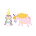 Little fairy princess with adorable magic unicorn tale cartoon Royalty Free Stock Photo