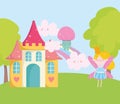 Little fairy princess mushroom rainbow castle tale cartoon