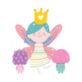 Little fairy princess mushroom rainbow cloud fantasy tale cartoon
