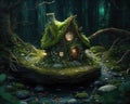 Fairy tale house in the forest. Generative AI Royalty Free Stock Photo