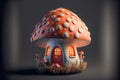 Little Fairytale house in the fly agaric mushroom miniature. Generative AI